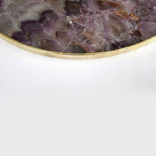 Amethyst Agate Serving Tray With Brass Handles | Circular